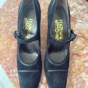 Salvatore Ferragamo Black Suede Heels